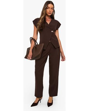 Boohoo Barrel Leg Trouser - Brown