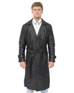 Infinity Leather Full Length Trench Coat-Appleton - Black