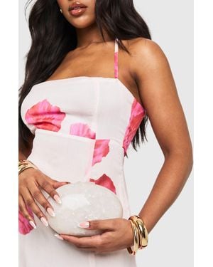 Boohoo Marble Acrylic Clutch Bag - Pink