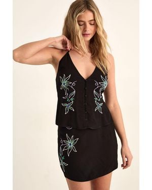 Nasty Gal Western Embroidered Halter Neck Button Down Waistcoat Co-Ord - Black