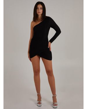 Pink Vanilla Glitter One Shoulder Dress - Black