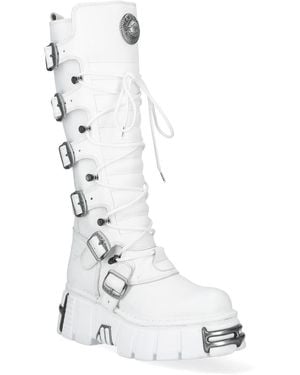New Rock M-272-C69 Knee High Leather Gothic Boots - White