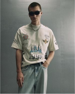 River Island T-Shirt Oversized Cotton Graffiti Print - Green