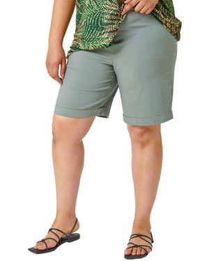 Roman Curve Turn Hem Stretch Shorts - Green
