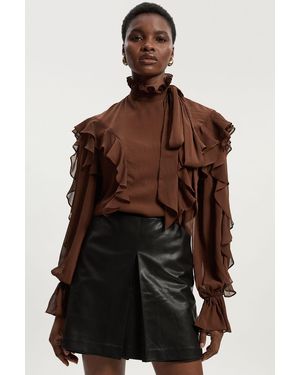 Karen Millen Faux Leather Skort - Brown