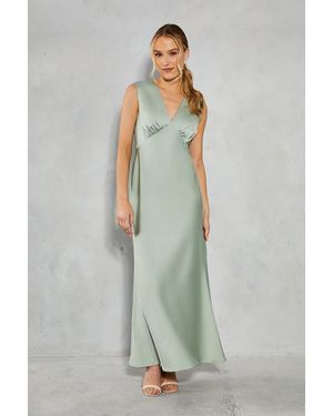 Oasis Satin Open Back Detail Maxi Bridesmaids Dress - Green