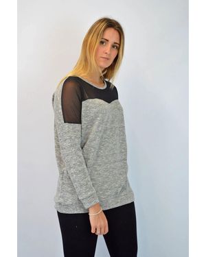 Secret Label Mesh Shoulder Swing Top Cotton - Grey