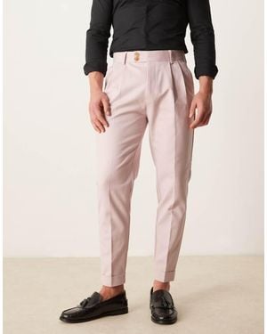 ASOS Smart Tapered Cotton Chino Trousers - Pink