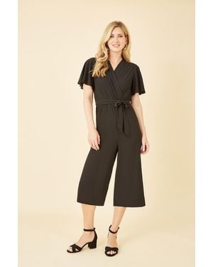Mela London Wrap Over Jumpsuit With Angel Sleeve - Natural