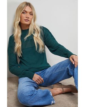 Oasis Scallop Neck Volume Sleeve Jumper - Blue