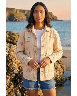 Roman Floral Denim Jacket - Natural