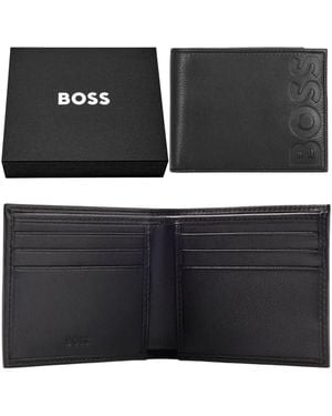 BOSS Leather Wallet Big Bb_8Cc Bifold Credit Card Holder - Black