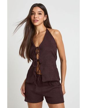 Boohoo Plisse Flippy Shorts - Purple