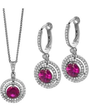 Orphelia 'Belina' 925 Sterling Set: Chain-Pendant + Earrings - Pink