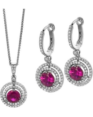 Orphelia 'Belina' 925 Sterling Set: Chain-Pendant + Earrings - Pink