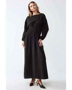 Hiccup Long Sleeve Crew Neck Maxi Dress - Black