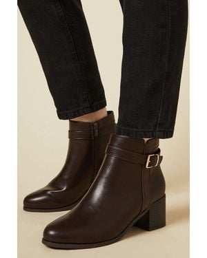 Good for the Sole Wide Fit Moira Material Mix Medium Block Heel Ankle Boots - Black