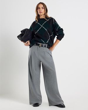 River Island Jumper Regular Fit Brushed Argyle - Blue