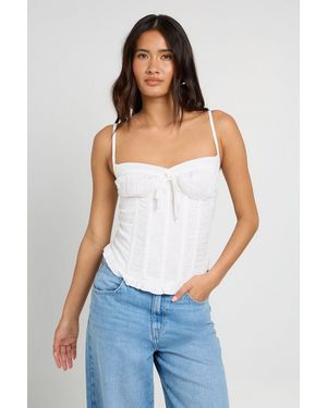 Boohoo Embroidered Bust Detail Corset - White