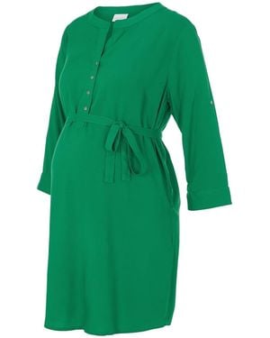 Mama.licious Mlmercy Notched Neck Band Collar Three Quarter Sleeve Tunic - Green
