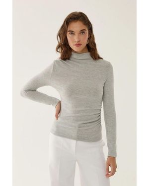 Hiccup Ruffle Drape Blouse - Grey