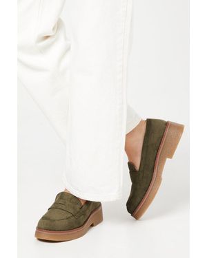 Oasis Buttercup Faux Suede Chunky Penny Loafer - White