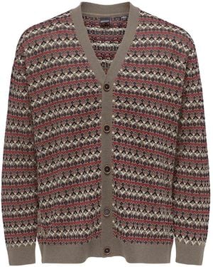 Only & Sons V Neck Cardigan Jumper - Brown