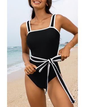 Everyday the Label Belted Onepiece Swimsuit - Black