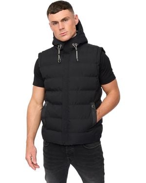 Crosshatch Kampleys Embossed Padded Gilet - Black