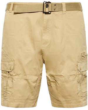KAM Jeanswear Kam Cargo Combat Shorts With Belt - Natural