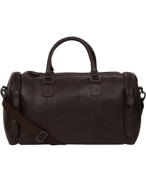 Cultured London Ocean' Leather Holdall Material_Real_Leather - Black