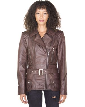 Infinity Leather Long Biker Jacket-Quito - Purple