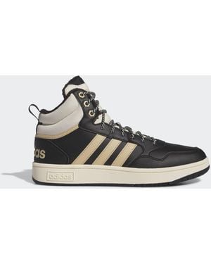 adidas Hoops 3.0 Mid Lifestyle Basketball Classic Fur Lining Winterized Shoes - Black