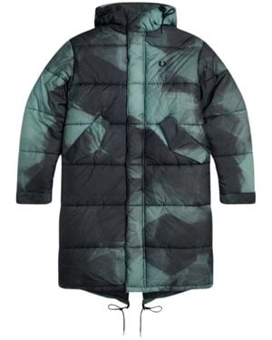 Fred Perry Fishtail Shaded Camoflauge Quilted Pakra Jacket Polyamide - Green