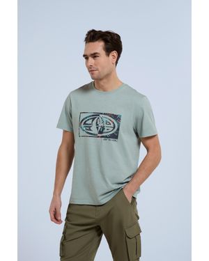 Mountain Warehouse 'Jacob' T-Shirt Cotton Relaxed Fit Comfy Casual Tee - Blue