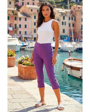 Roman Cropped Stretch Trouser - Purple