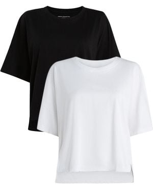 French Connection 2 Pack Cotton Crew Neck Boxy Fit Short Sleeve T-Shirts - Black