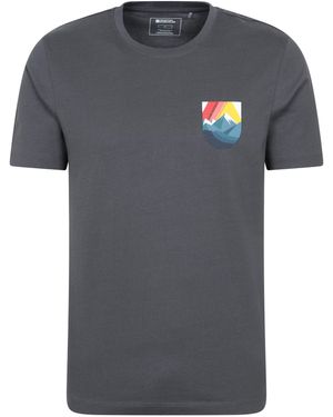 Mountain Warehouse Regional Lake District T-Shirt Crew Neck Breathable Everyday Tee Cotton - Grey