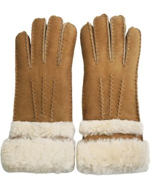 Infinity Leather Genuine Sheepskin Suede Gloves With Roll Up/Down Cuff - Metallic