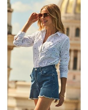 Sosandar Broderie Anglaise Shirt Cotton - Blue