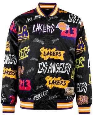 Mitchell & Ness Nba Los Angeles Lakers Slap Sticker Jacket - Black