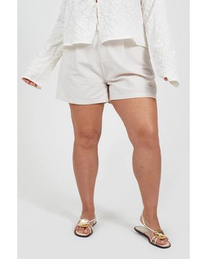 Brave Soul Curve Linen Look Tailored Shorts - White