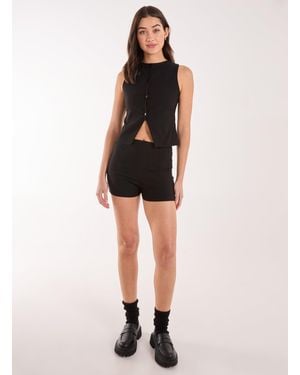 Pink Vanilla Pinstripe Tailored Shorts - Black