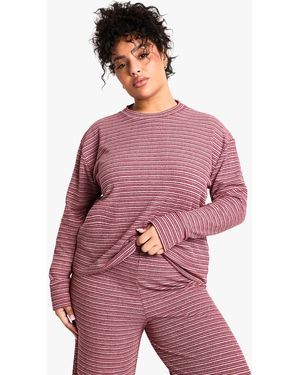 Boohoo Plus Stripe Long Sleeve Top - Red