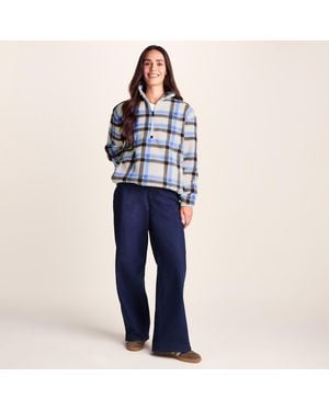 TOG24 Sara Relaxed Fit Sherpa Fleece Zip Neck - Blue