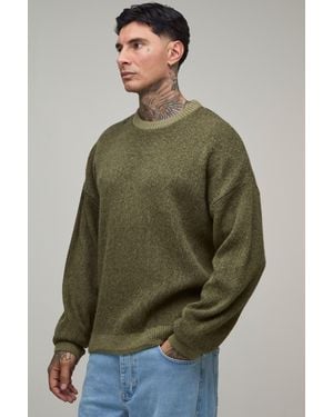 BoohooMAN Tall Relaxed Brushed Knitted Jumper - Green
