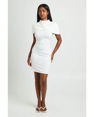 Boohoo Jersey Crepe Detail Mini Dress - White