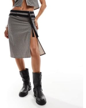 Collusion Wrap Midi Skirt Co Ord - Grey