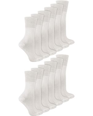 IOMI 12 Pair Multipack Ladies Diabetic Bamboo Socks - White