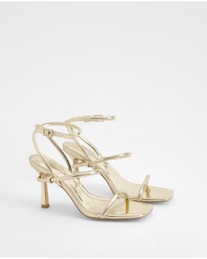 Boohoo Metallic Padded Strappy High Heels - White